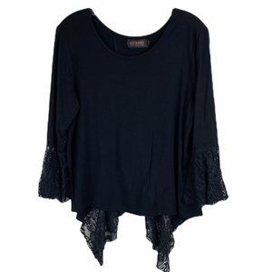 Shyanne Lace Detail Top Blouse Black Rayon
